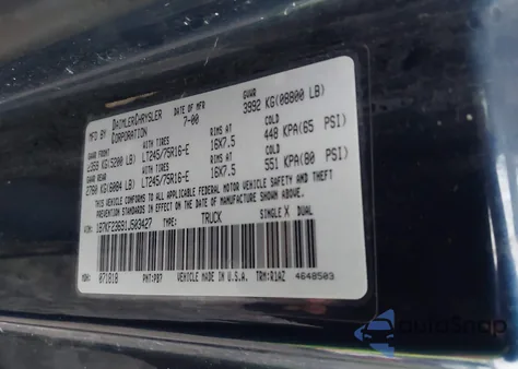 2001 Dodge Ram 2500 St z USA, uszkodzony, nr VIN 1B7KF23691J503427